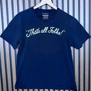 Zara x Looney Tunes T Shirt Medium Mens Blue Navy Short Sleeve 'Thats all Folks'